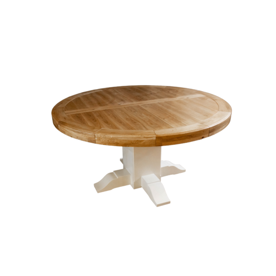 Oak Round Table Natural Top White Base 1.5M